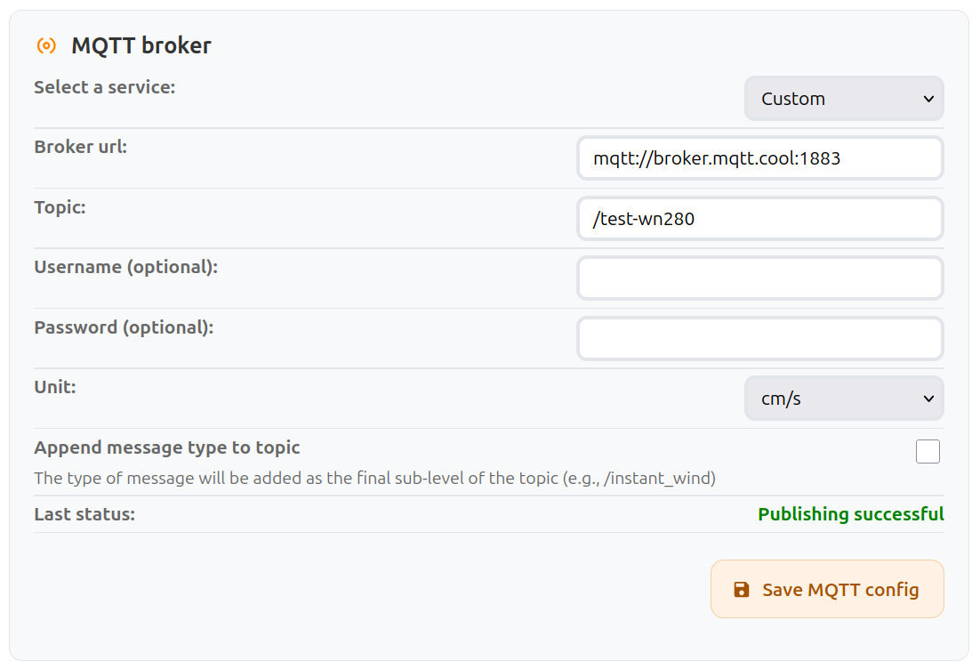 MQTT broker settings