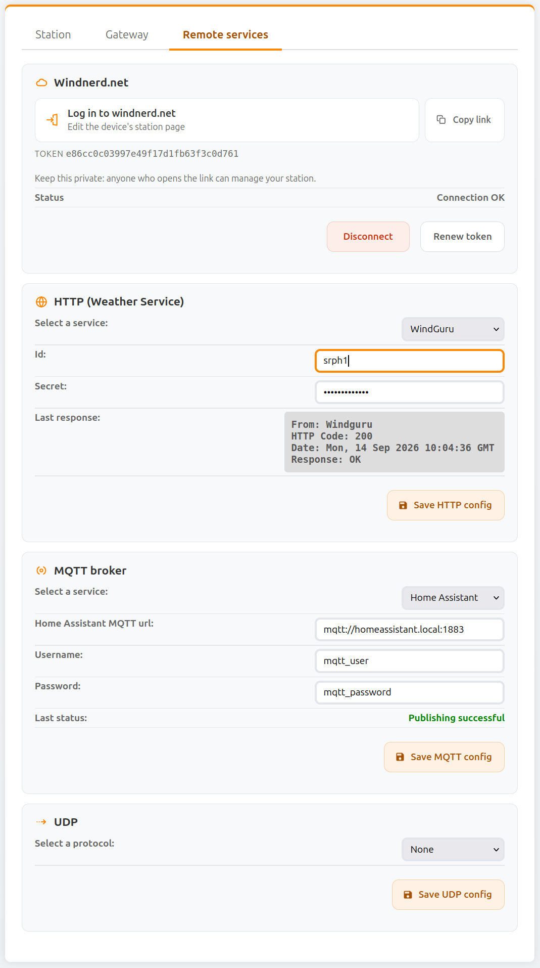 Remote services tab