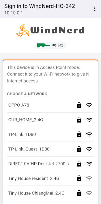 WindNerd HQ scanning for Wi-Fi networks available