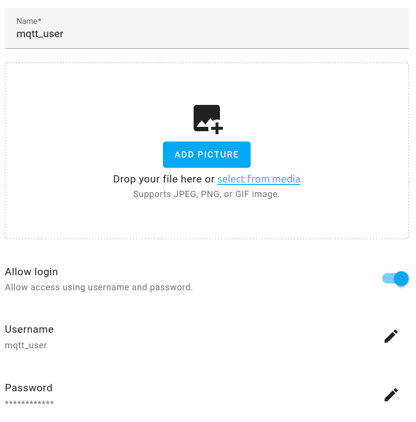 Create user dedicated for MQTT