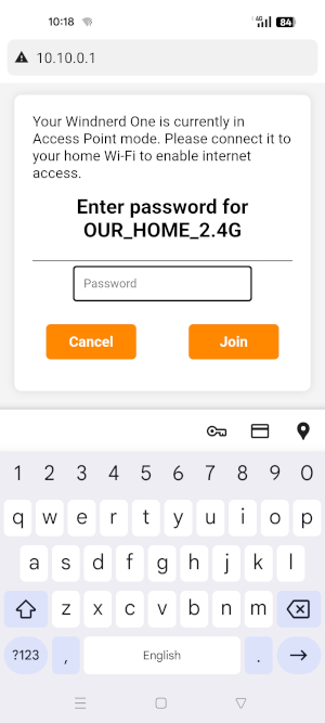 Windnerd One asking for WiFi password