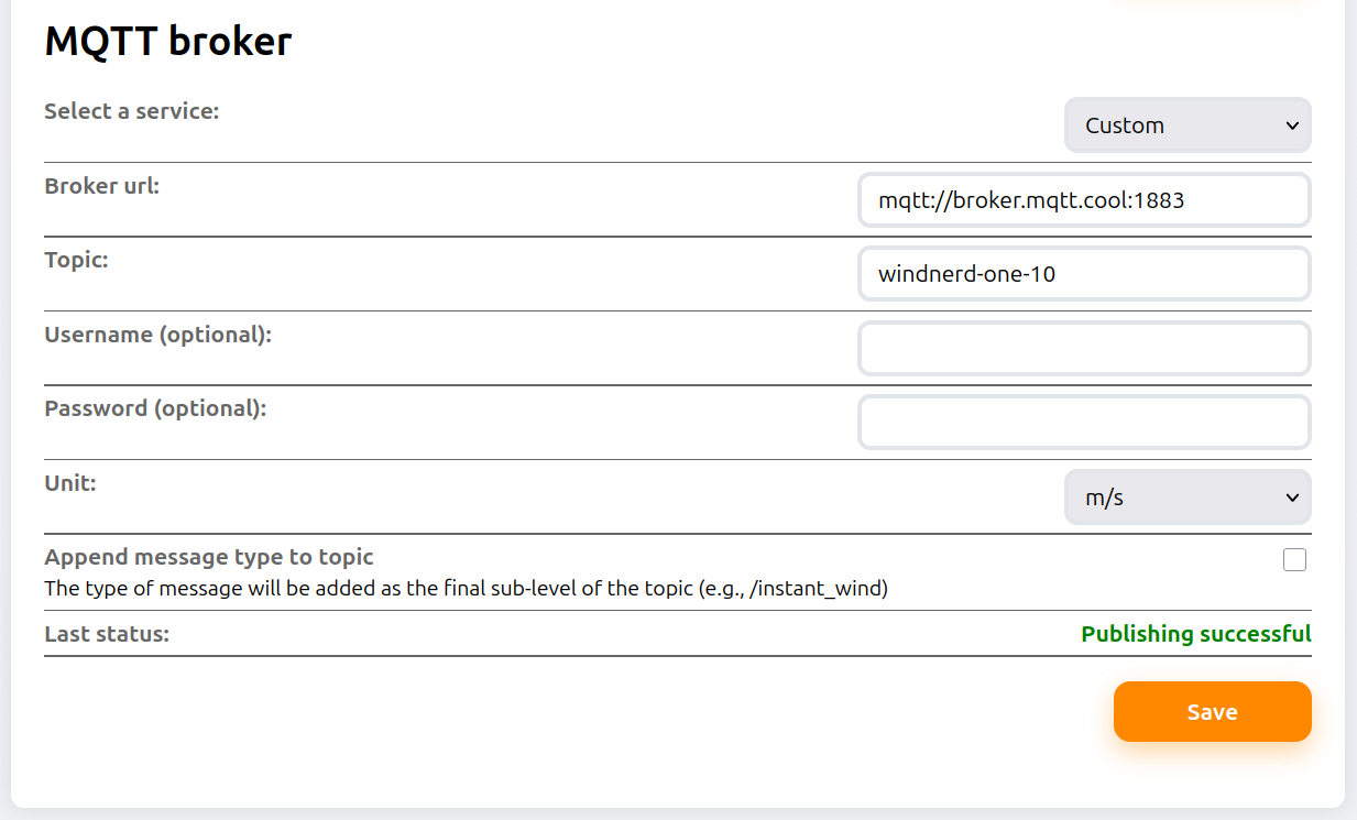 MQTT broker settings