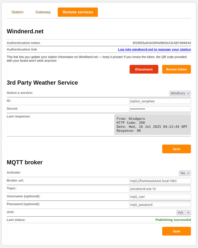 Remote services tab