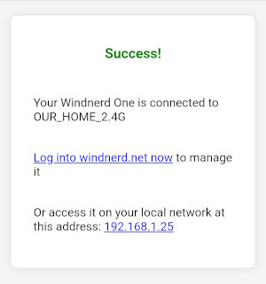 Windnerd One has successfuly connected to WiFi