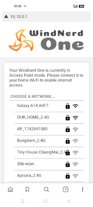 Windnerd One scanning for WiFi networks available