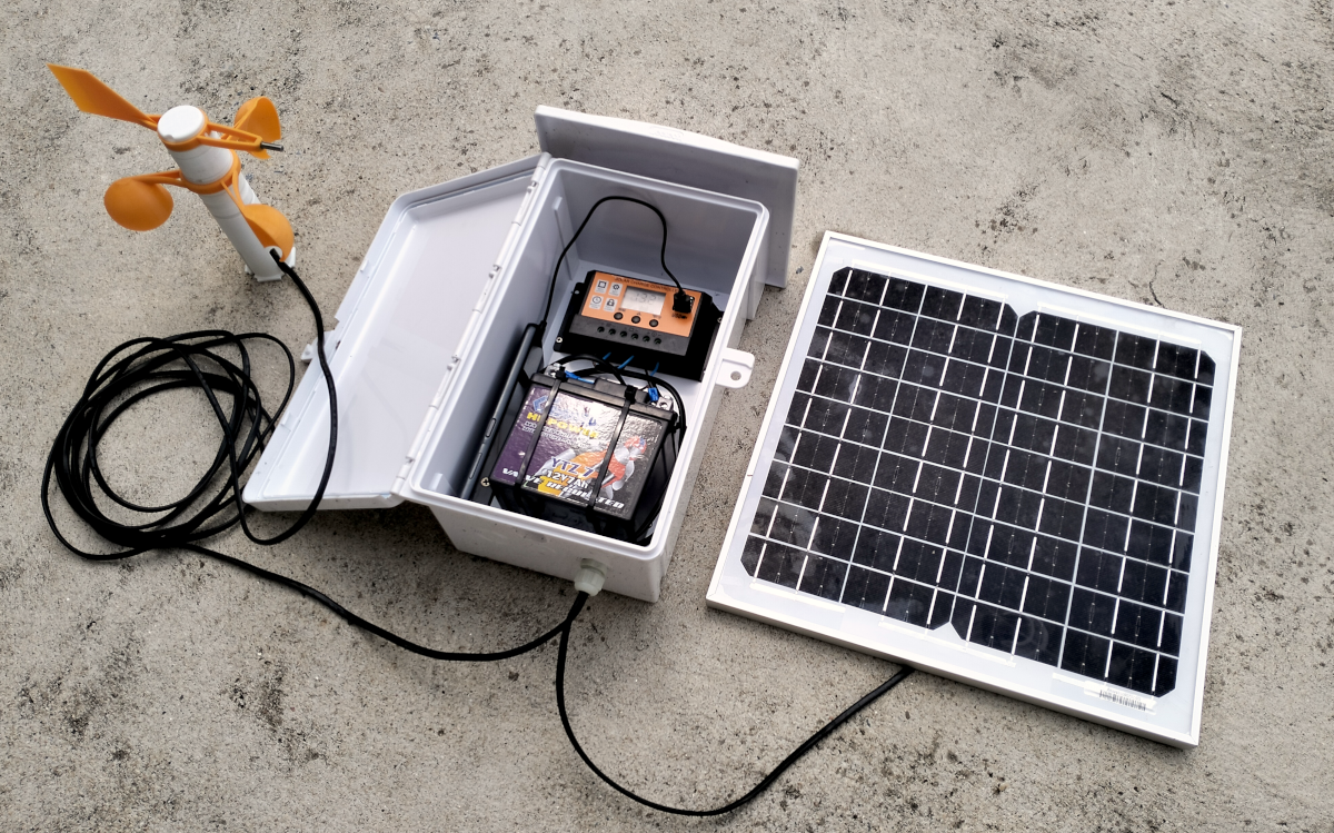 All components to build a solar powered wind station connecting with 4G